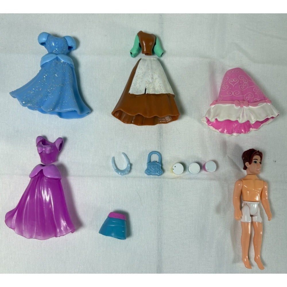 Polly Pocket Disney Princess Magic Clip Dolls Dresses + Doll + Accessories